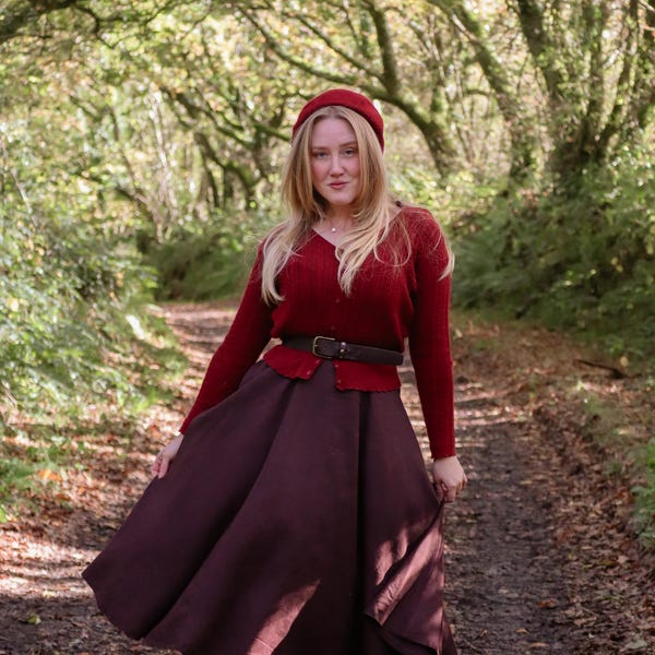 Ramie Linen Cotton A-Line Skirt: High Waisted with Pockets