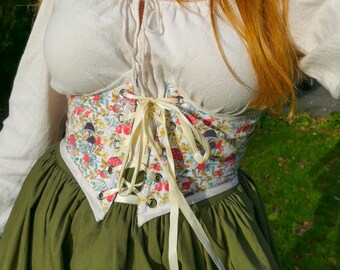 Ceinture corset réversible sous la poitrine - Personnalisable - À lacets - Cottagecore, Renaissance Faire Stays - Noyau de fée / pirate - Style paysan