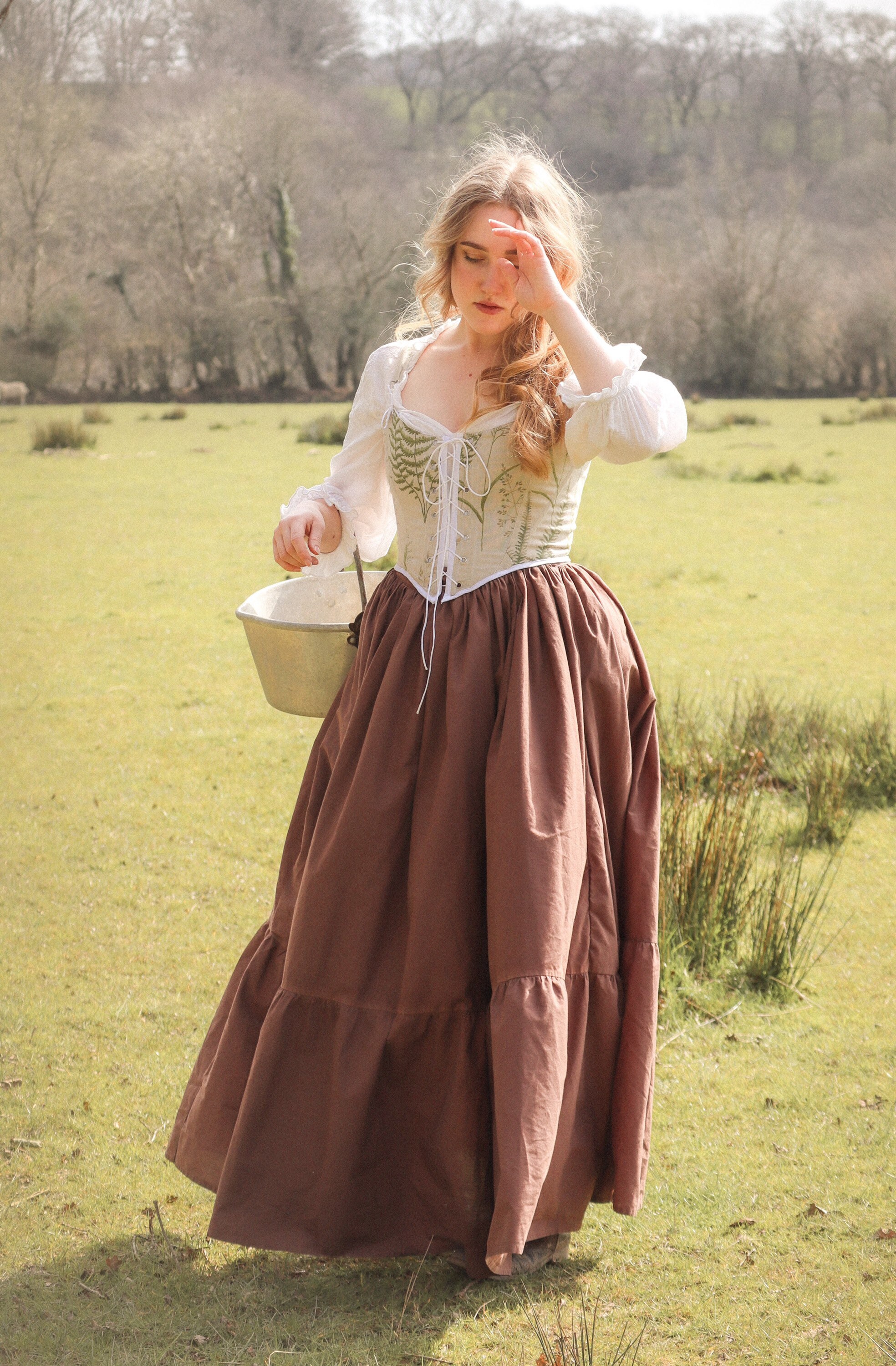 Gathered Midi Skirt Cotton
