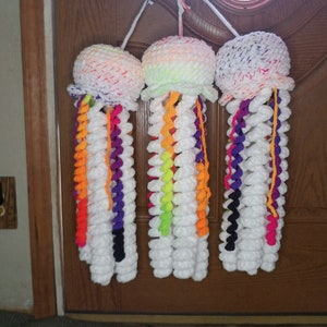 Crochet Neon Jellyfish, Chonky Jelly Boy Plushie, stuffed jellyfish