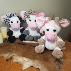 Made to order Crochet Baby Cow Plushie, Stuffed Baby Cow