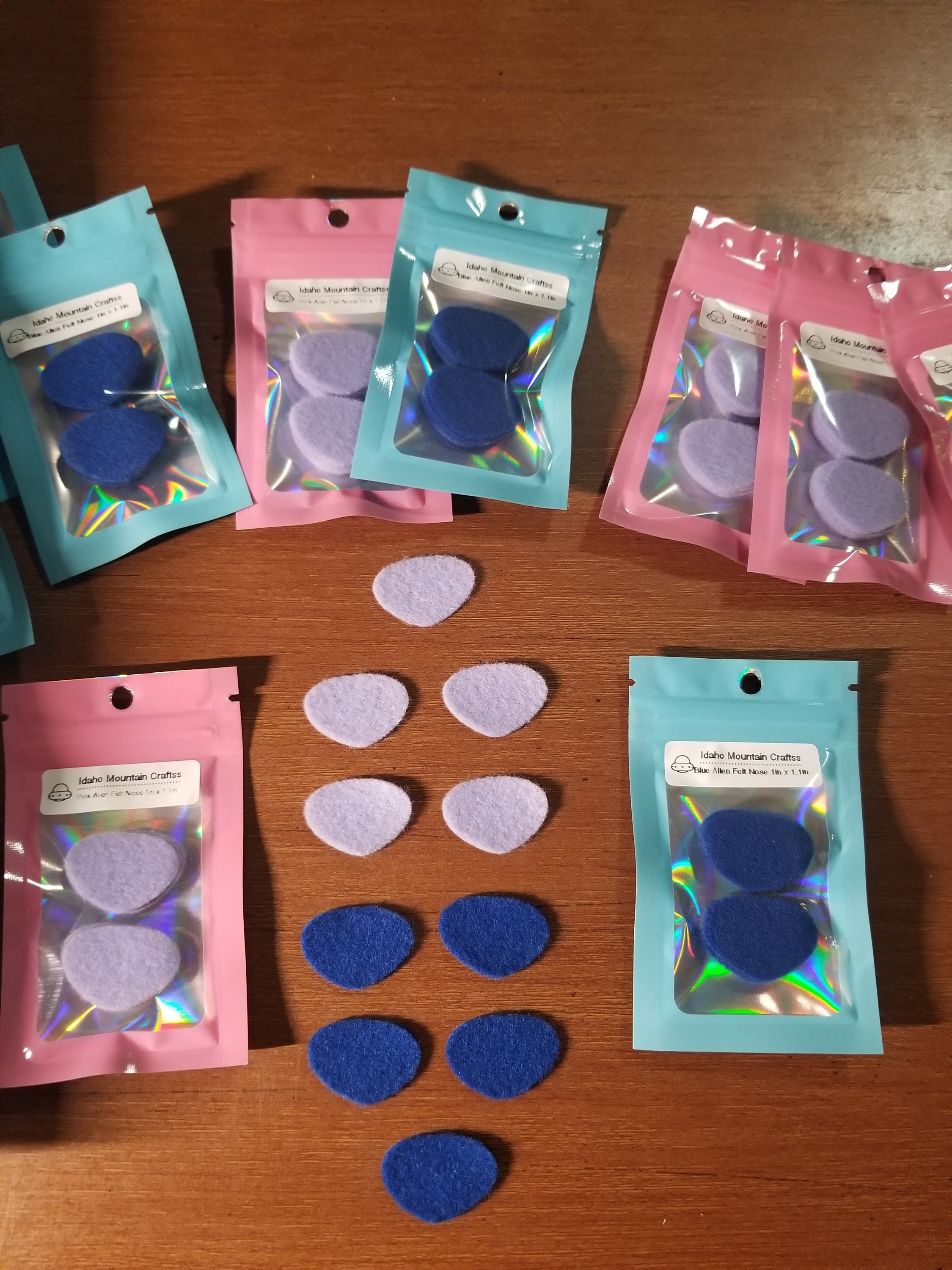 10 Pack,  Alien Dog Felt Nose, Blue or Pink Alien Felt Nose