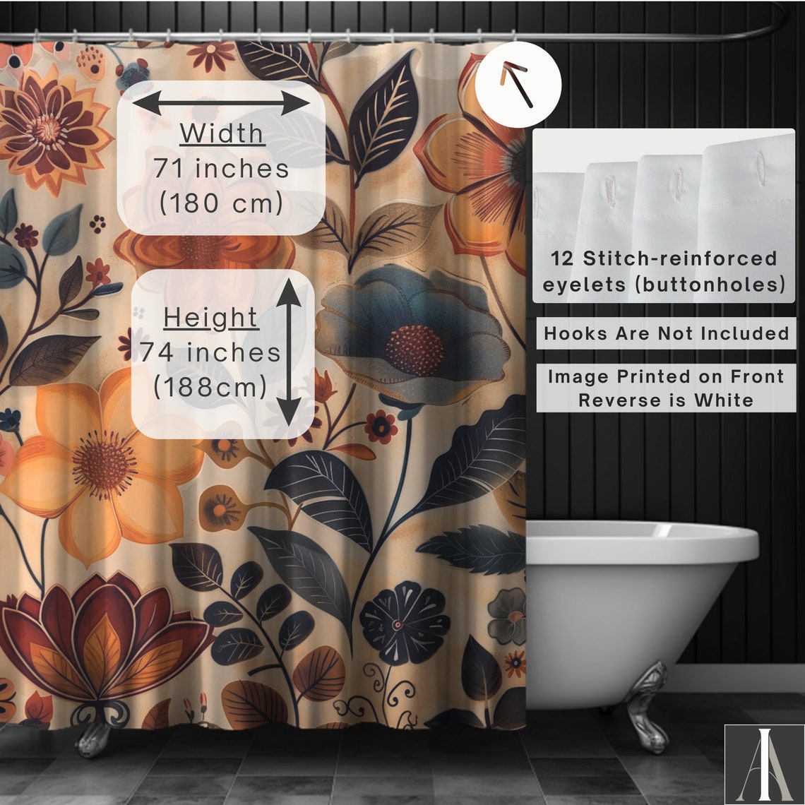 Vintage Floral Shower Curtain, Neutral Bath Decor, Elegant Antique ...