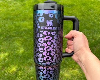 Leopard Print Custom Stanley Chroma Laser Engraved Tumbler  Gift for Mom Best Friend Coworker  Girlfriend Bridesmaids - 30 oz or 40 oz Cup
