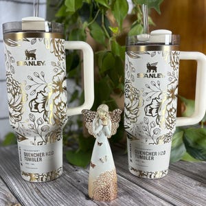 Custom Engraved Stanley 30 or 40 oz Peonies, Laser Engraved Stanley Tumbler Gift for Mom, Genuine Stanley Cup, Quencher, Custom Water Bottle