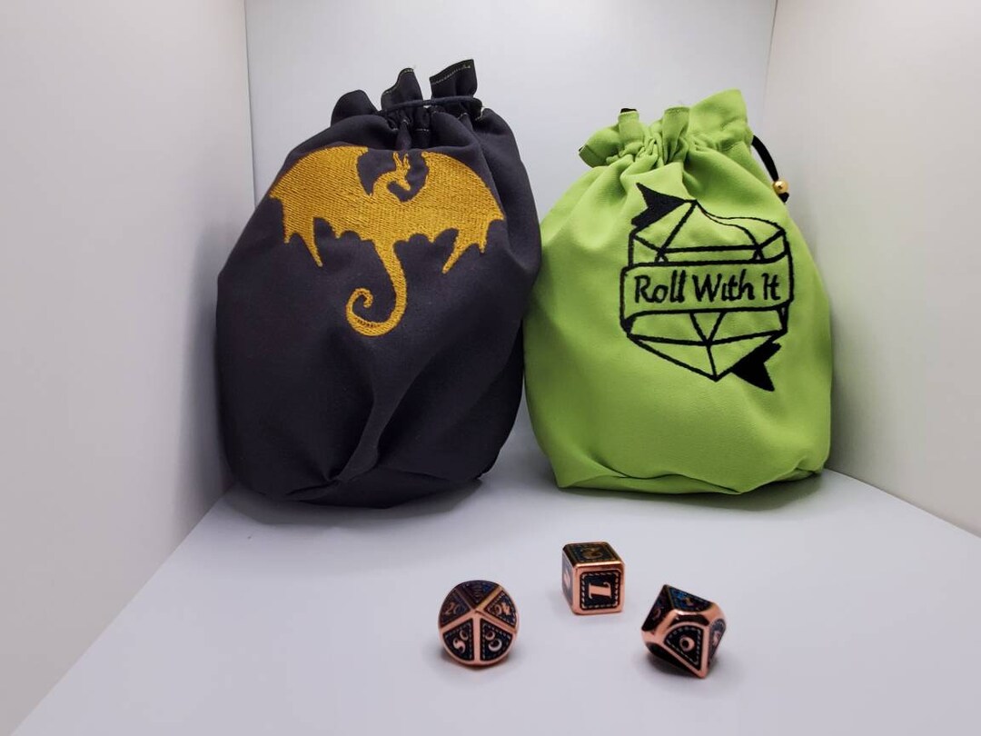 Reversible Dice Bag With Embroidery Design Black and Green Etsy