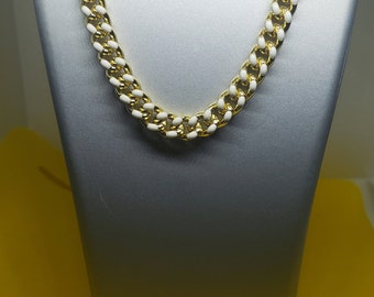 Gold And White Cuban Chain Necklace And Bracelet Stainless Steel Wont Change