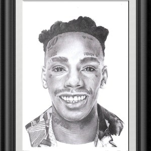 Impresión A4 de mi dibujo a lápiz original de YNW Melly. Arte de Mel Wall Art. Regalo para él. Regalo para ella. Raperos. Arte de fan. Hip hop. Rap. Arte musical