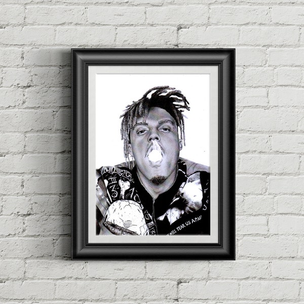 A4 Print of my Original Juice WRLD Pencil Drawing. Art by Mel Prints. Gift for Him. Gift for Her. Fan Art. Rappers. Hip Hop. Music. 999.