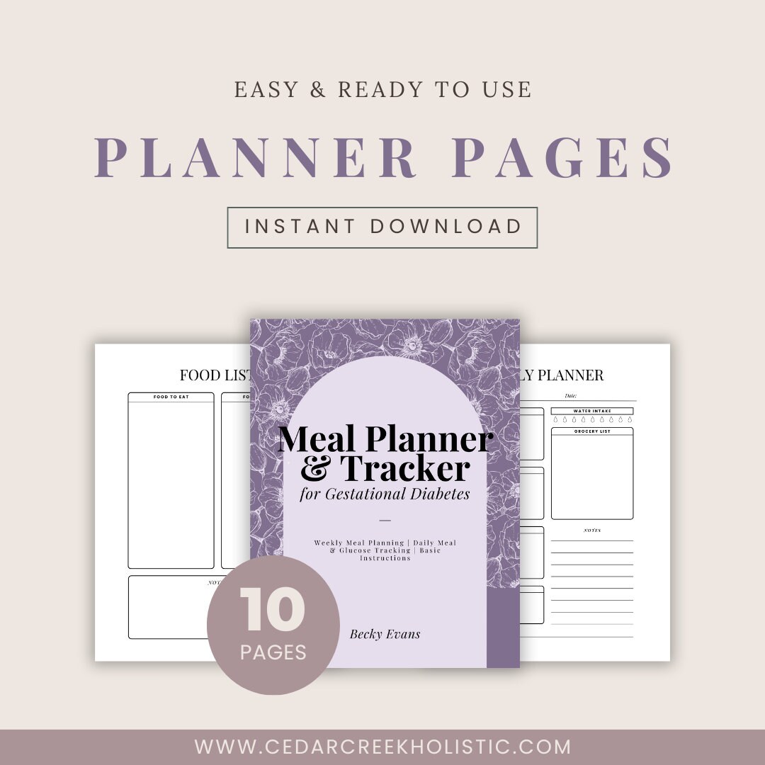 Gestational Diabetes Meal Planner & Tracker 10 Printable Pages Download
