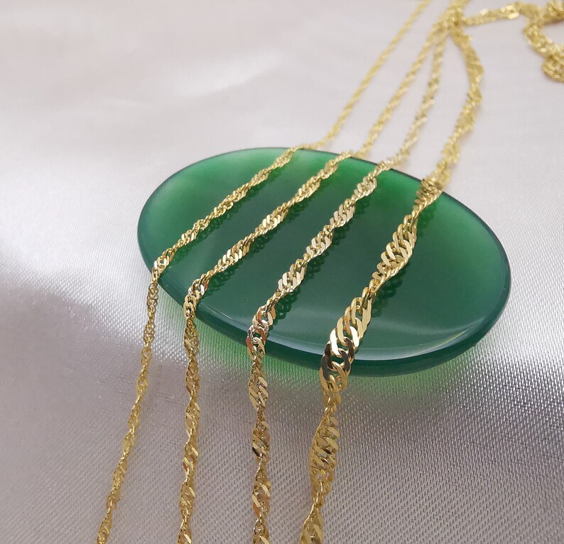 14K Solid Gold Singapore Rope Chain Necklace 1.0mm 1.5mm 2mm Etsy