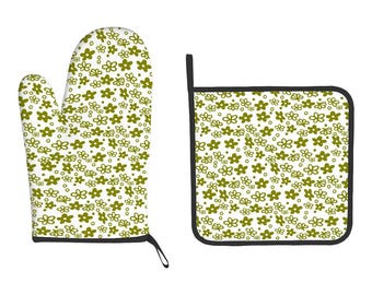 Spring Blossom Corelle Crazy Daisy Pyrex Oven Mit, Spring Blossom Green Vintage Corelle Vintage Pyrex Green Pyrex Pot holder and Mitt