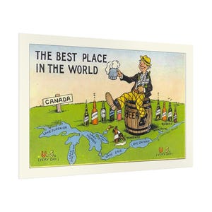 Reproduction de carte postale vintage du Canada de l'ère de la Prohibition | Le meilleur endroit du monde | Exclusivité YourYesterYears, affiches roulées, 1929-1930