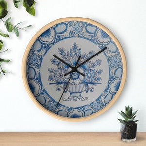 Netherland Holland Porcelain Inspired Delft Blue Christmas Netherlands Gifts Blauw Delft Wall Clock Delft Blue Wall Clock Nederland Floral