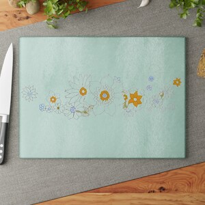 Corningware Vintage Floral Bouquet Pattern Inspired Counter Saver. Vintage Corning Ware Floral Bouquet Flower Glass Cutting Board