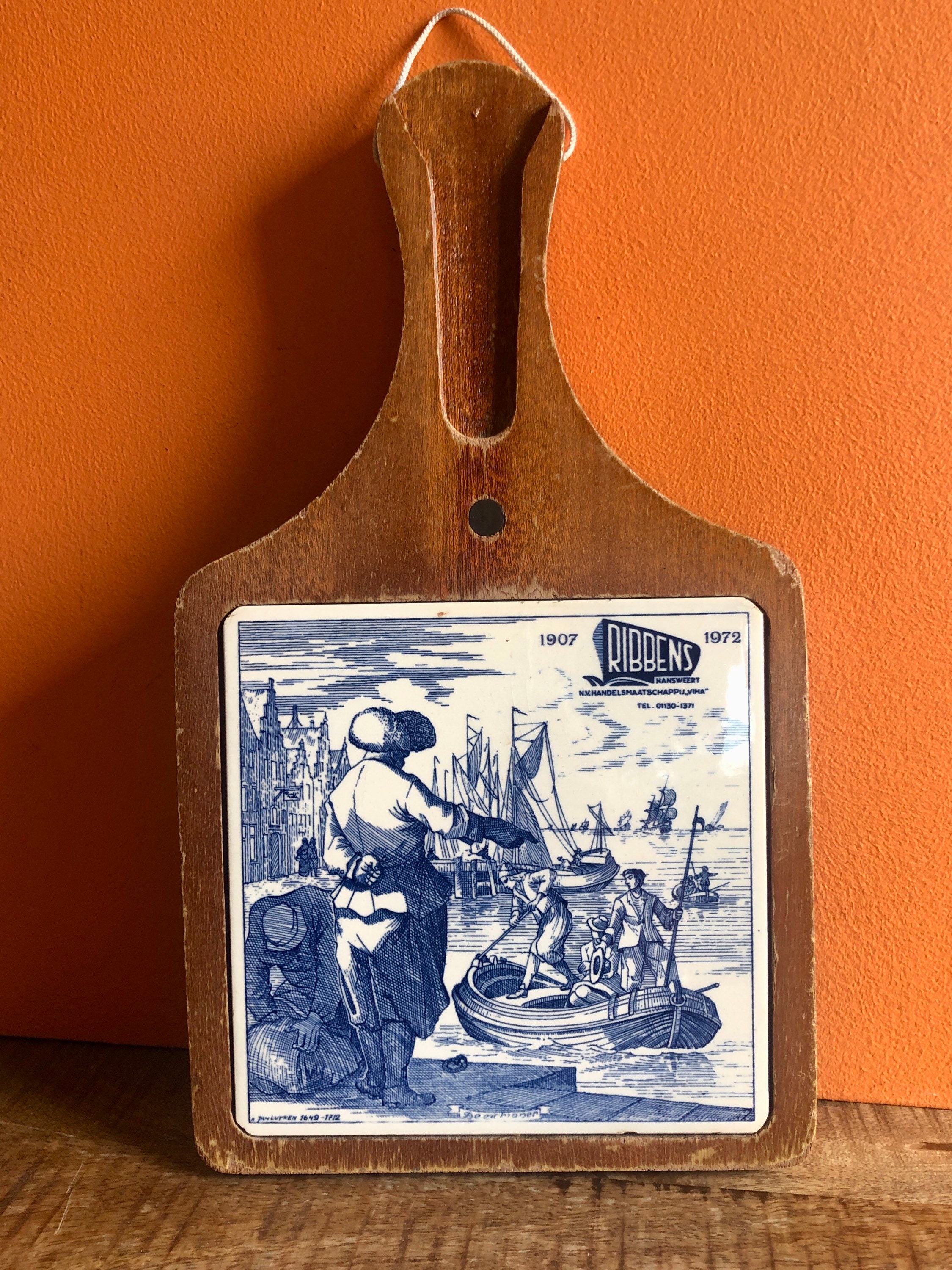 Vintage Delft Blue Tile Cutting Board, Holland Porcelain Art - Etsy
