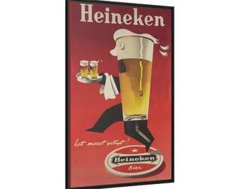Heineken Vintage Beer Ad Canvas Print - Framed Bar Wall Art