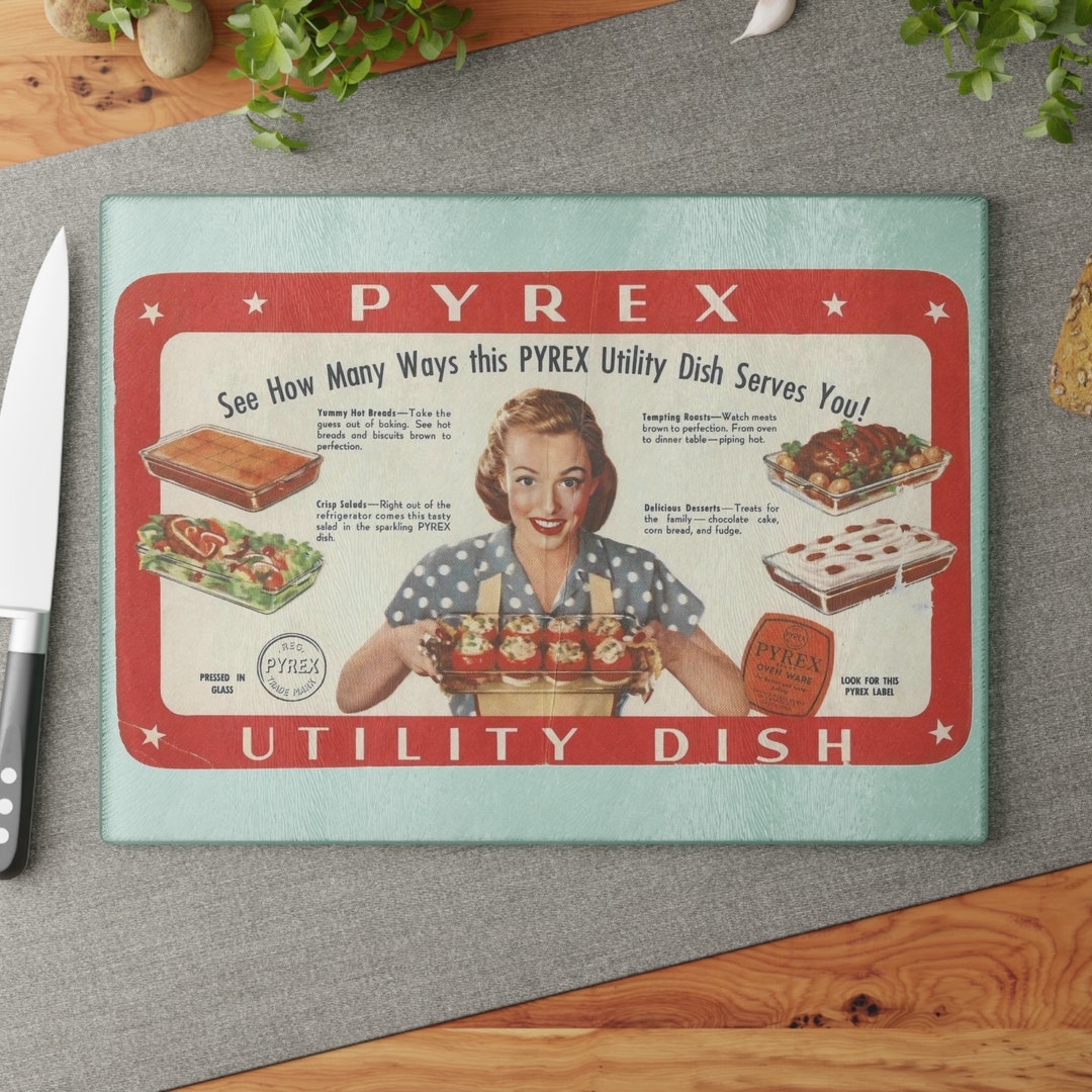 Pyrex Board Vintage 1950s Pyrex Ad Glass Cutting Board | Mid-century Kitchen - Etsy