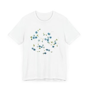 Vintage Arcopal Veronica Myosotis Tee | Unisex Jersey Short Sleeve | Retro Blue Floral Soft Cotton Unisex Jersey Short Sleeve Tee