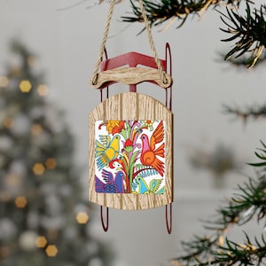 Acapulco Villeroy and Boch 70s Flower Power Colorful Birds Inspired Sled Ornaments. Villeroy Und Boch Acapulco Ornament