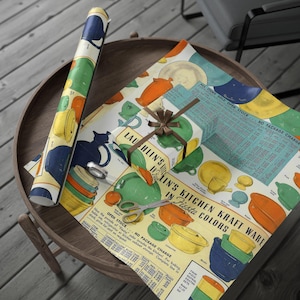 Homer Laughlin&#39;s Fiestaware Vintage advert Inspired Wrapping Papers Fiesta Ware Collectors item present Gift For Her - Gift For Mom