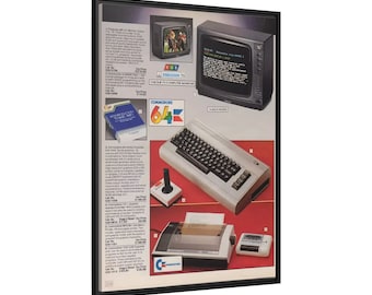Commodore 64 Full Setup Vintage Ad Canvas Print - Retro Computer Ensemble Artwork, Nostalgic Tech Collector's Piece