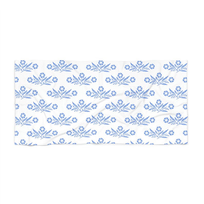 Ręcznik plażowy Vintage Corningware Blue Cornflower – miękka mieszanka poliestru zdjęcie 2