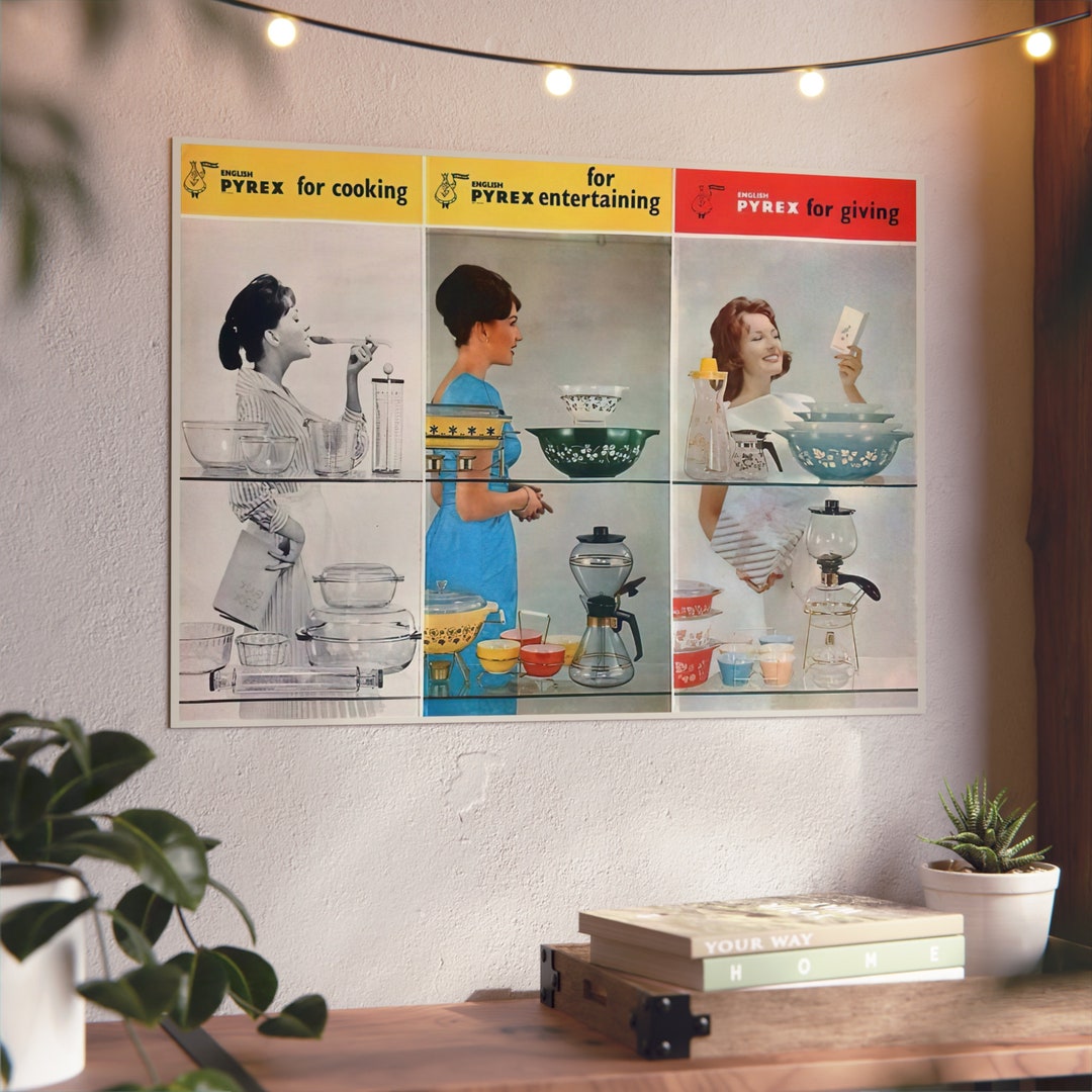 Pyrex Reproductions Vintage 1950s Pyrex Ad Reproduction – Kitchenware Decor Panel - Etsy