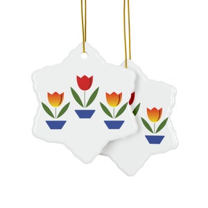 Anker Hocking Tulpen Feuerkönig inspiriert Vintage 50er Jahre Keramik Ornamente für die Küche (1 Stück, 3 Stück, 5 Stück, 10 Stück). Farbenfrohes Geschenk für sie
