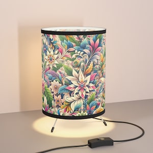 Botanical Bliss Tripod Lamp - Custom Floral Print Shade for Nature-Inspired Interiors Tripod Lamp with High-Res Printed Shade, US\CA plug