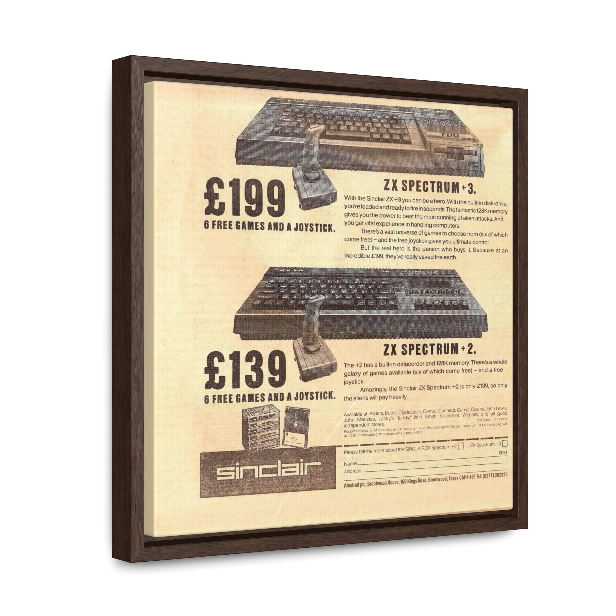 各種資料 シンクレア ZX スペクトラム広告キャンバスプリント - 象徴的な 80