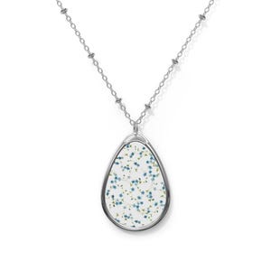Arcopal Veronica - Arcopal Myosotis Inspired Blue Flowers Forget-Me-Nots Oval Necklace Forget Me Nots Arcopal France
