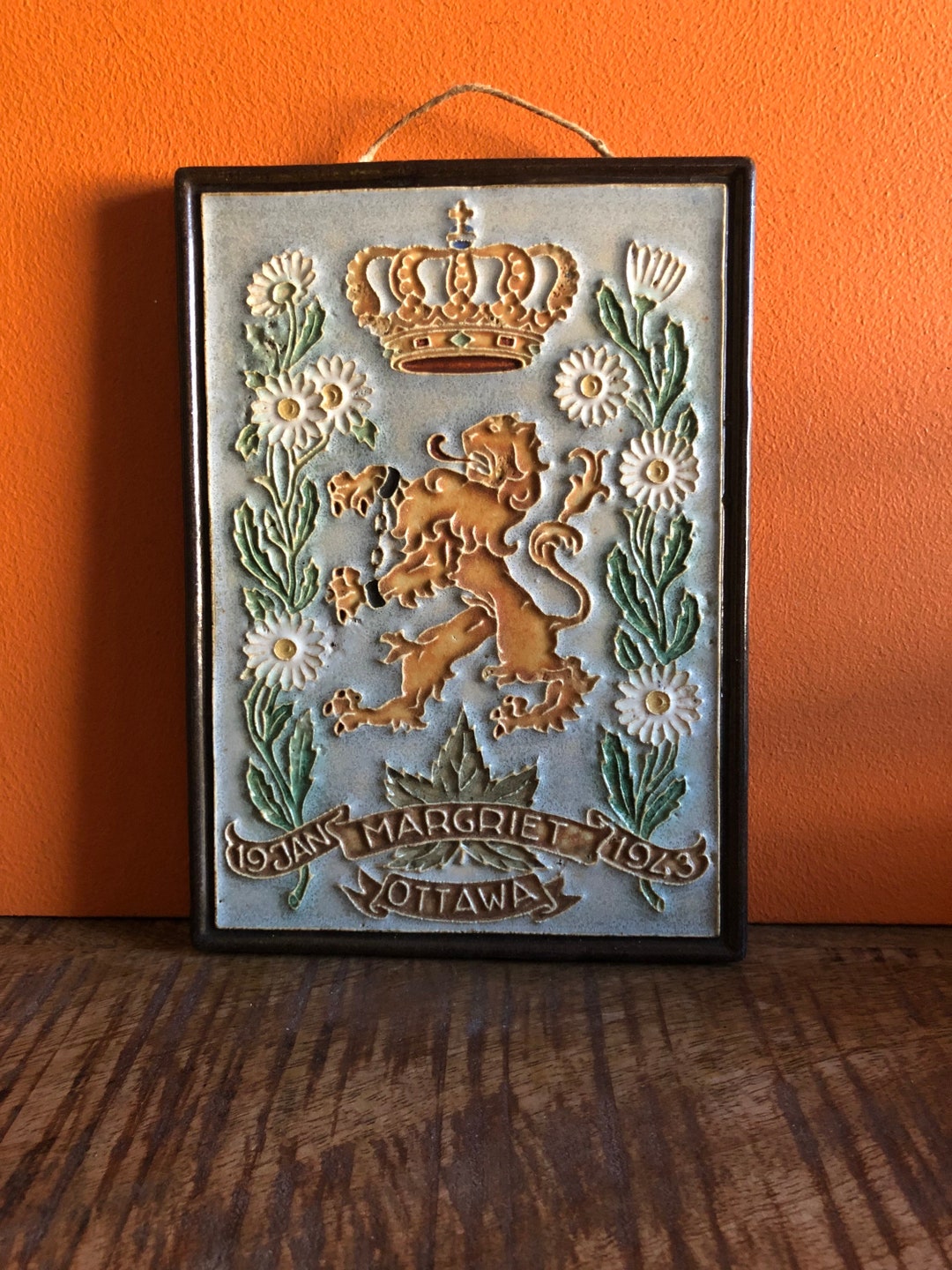 1943 Ceramic Tile Ottawa Art. Lovely Vintage Dutch Lion & Etsy