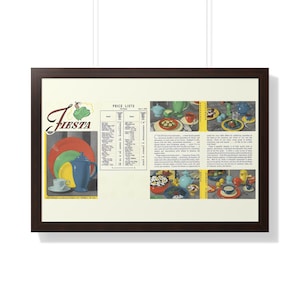 Homer Laughlin Fiestaware - Fiesta Ware 1944 Price List Reproduction Framed Horizontal Poster. Unique Fiestaware Collectors Item.