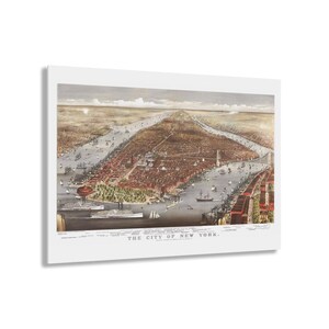 1876 Vogelaugen Ansicht von New York City | "Kunstdruck der historischen NYC Karte von Parsons & Atwater Acrylic Prints New York Map NYC Geschenk."