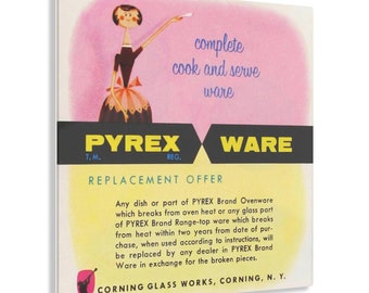 Vintage Pyrex Ware Advertisement Acrylic Print | Mid-Century Kitchen Collector's Piece | Retro American Cookware Art