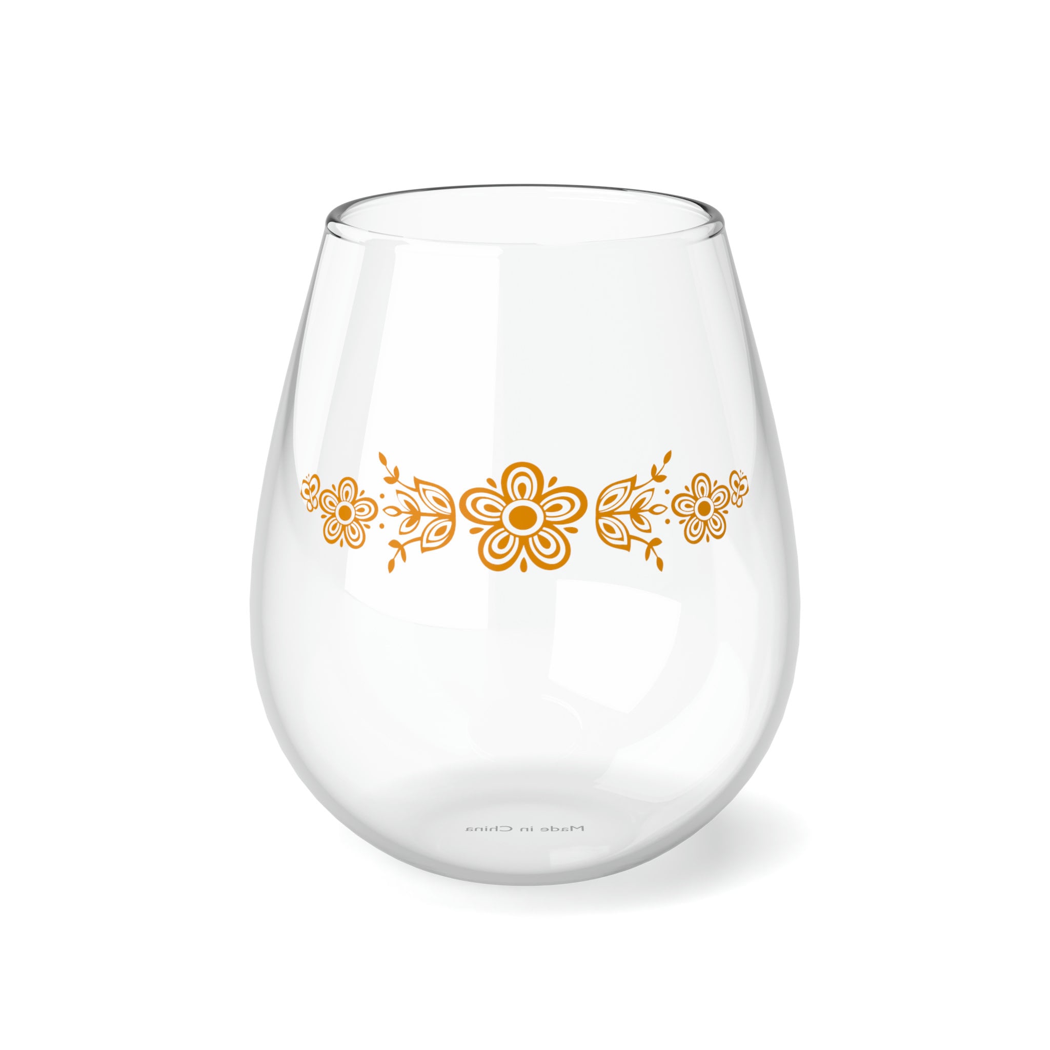 Pyrex Vintage Corelle Butterfly Gold 70s Pyrex decor wine Glass Vintage Corelle Butterfly Gold Pyrex Inspired Stemless Wine Glass, 15oz