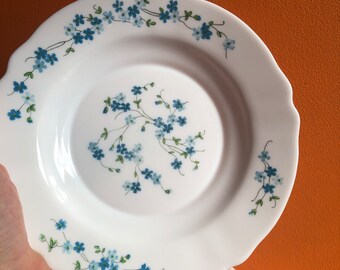 Assiettes Arcopal Veronica (lot de 4) - verre à lait vintage, fleurs de myosotis - Canada