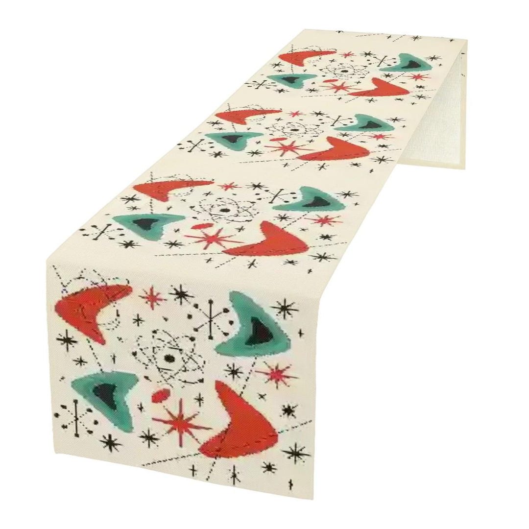 Atomic Starburst Linen Table Runner, Mid Century Modern Design - Etsy