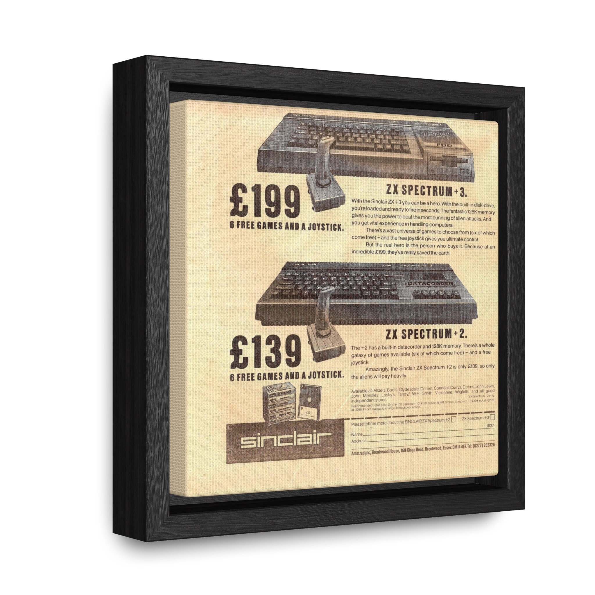 Sinclair ZX Spectrum Ad Canvas Print – 80s Retro Computer Wall Art