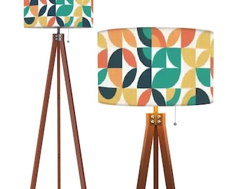 Retro Geometric Tripod Floor Lamp – Mid-Century Modern Pattern