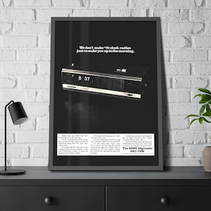 Sony Digimatic 8FC-79W Clock Radio Advert | 1970s Vintage Sony FM/AM Clock Radio Reproduction | Framed Retro Electronics Wall Art