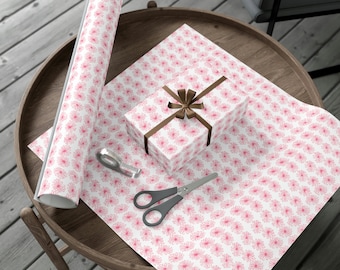 Vintage Pink Daisy Gift Wrap Paper, Pyrex Pattern