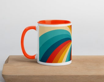 Retro 70s Coffee Mug - Vintage Mug Mug with Color Inside Vintage Coffee Mug. 1970s Coffee Mug Retro Kitchen - Vintage Kitchen