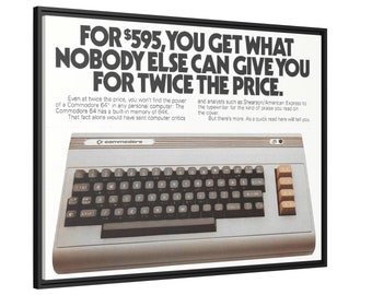 Lienzo publicitario de Commodore 64: impresión de informática retro de los años 80
