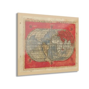 1548 Giacero Gastaldi Weltkarte Acrylbild | Italienische Renaissance Kartographie | Historische Kunst Dekor Acryl Drucke (French Cleat zum Aufhängen)