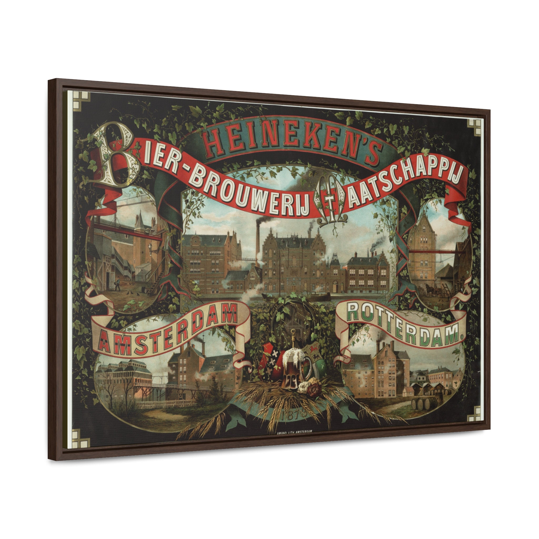 Vintage Heineken Brewery Canvas Print – 1873 Amsterdam & Rotterdam