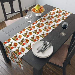 Vintage Sears Merry Mushroom Table Runner | Iconic 1970s Sears Mushroom Design - FGarmhouse Kitchen Vegetable Pattern Kitchen Gift For Mom