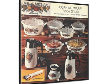 Vintage Corning Ware Ad, Spice of Life, Gallery Wrapped Canvas