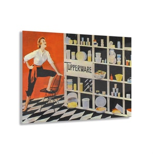 1950s Tupperware Ad Acrylic Print - Mid-Century Kitchen Decor Collectible Acrylic Prints Vintage Tupperware Collectors Gift